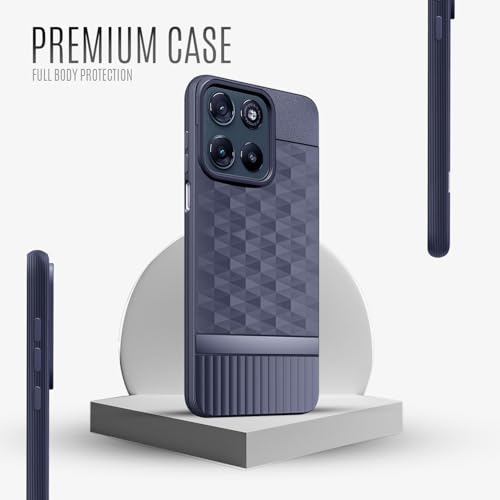 Image of Back Cover for Motorola Moto G57 Power 5G Camera Protection 3D Hexa Cube Design Silicone Protective Bumper Back Case for Motorola Moto G57 Power 5G - Blue