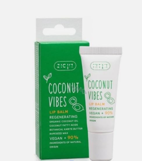 Coconut Vibes Regenerating Lip Balm, Vegan, 90% Natural Ingredients, 10ml, Imported from Poland.