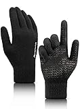 HONYAR Winter Gloves for Men Women Thermal Touchscreen Fingers Glove for Texting Smartphone Ipad - Driving Running Cycling with Soft Comfortable Warm Wool Liners Gloves for Cold Weather -Black (M)