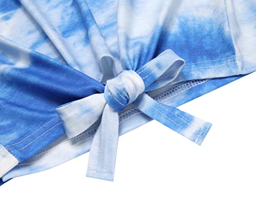 Yimoroe Little Girls Clothing Set Tie Dye Twist Front Tops & Short Pants Outfits Sportwear Tracksuits Short Set 6-8 Years #TOP4