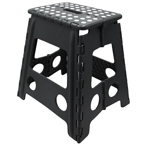 ZOLLNER Taburete Plegable Multiusos portátil, 39 cm Altura, hasta 120 kg, Negro