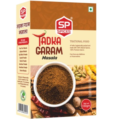 Image of SP Spices Kashmiri Mirch, Chaat Masala, Amchur, Ginger Powder & Kasoori Methi Combo Pack | Premium Indian Spices | Perfect for Cooking, Snacks, Chaat, Curries , vegetables & Marinades (100g Tadka Garam Masala Powder)