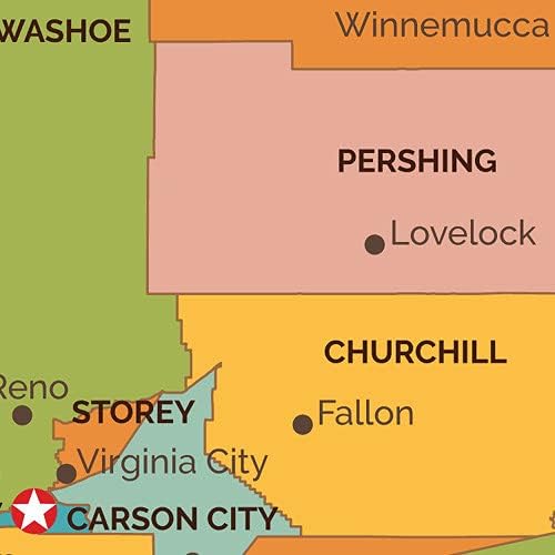 Nevada Counties Map - Standard - 36" x 38.75" Laminated