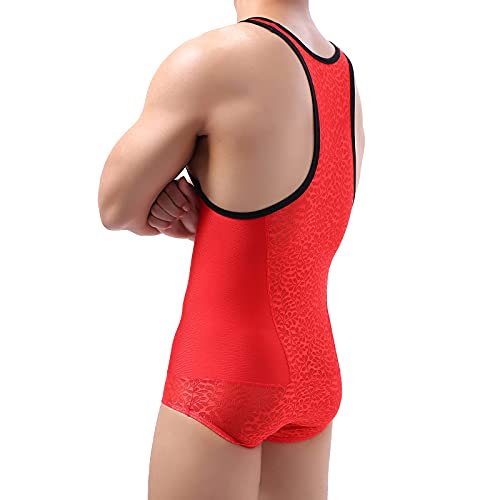 YUFEIDA Men's Athletic Supporters Lace Lingerie Bodysuit Active Base Layers Slim Fit Wrestling Jumpsuit One Piece Singlet2