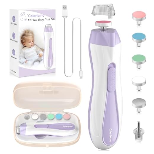 Colarlemo Rechargeable Baby Nail Trimmer Electric Baby Nail File, 15-in-1 Nail Clippers Filer Buffer Kit with Dust Cover LED Light for Newborn Infant Toddler Adult Toes Fingernails, Purple