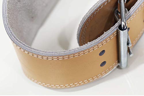 Image of Aurion by 10Club Gym Belt for Weight Lifting - Leather Gym Belt with Padded Back Support, Dead Lift Belt for Enhanced Performance and Comfort - Medium, Tan