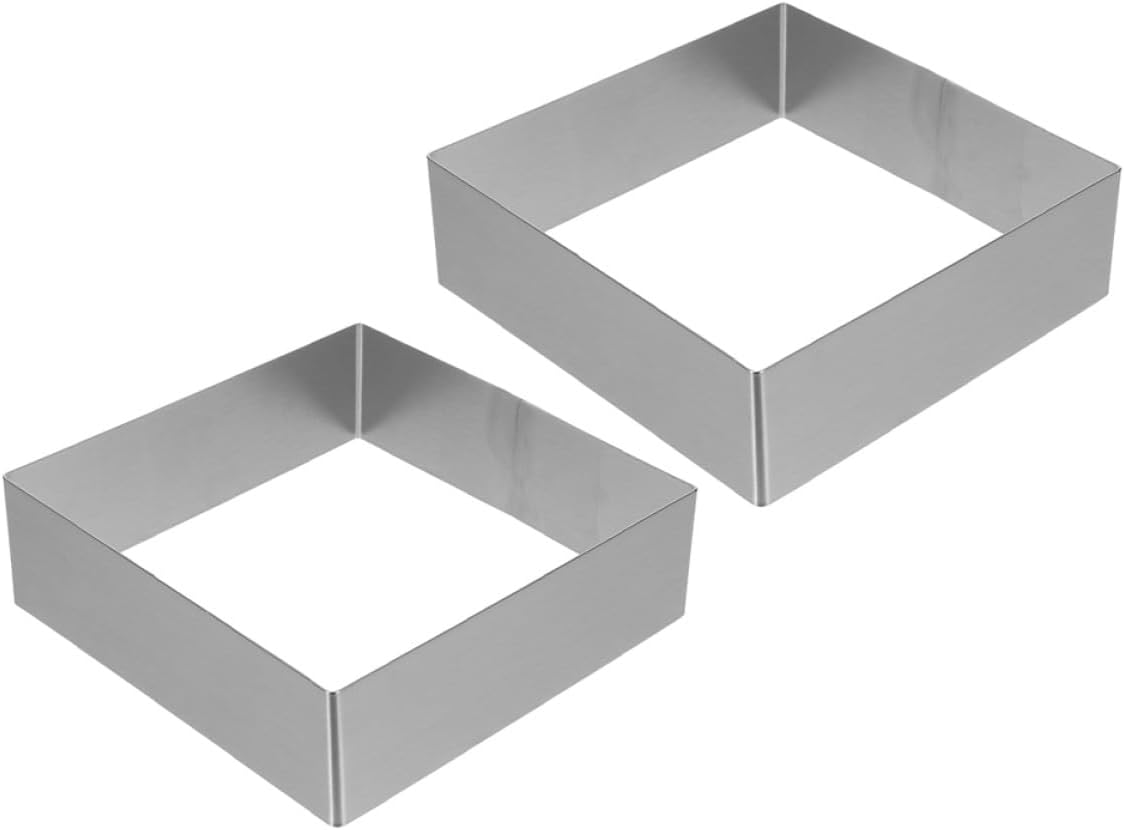Milisten 2pcs Square Stainless Steel Mousse Cutter 9 Inch Non-stick Cake Bake Mold for Pastry Dough Baking and Dessert Decorating
