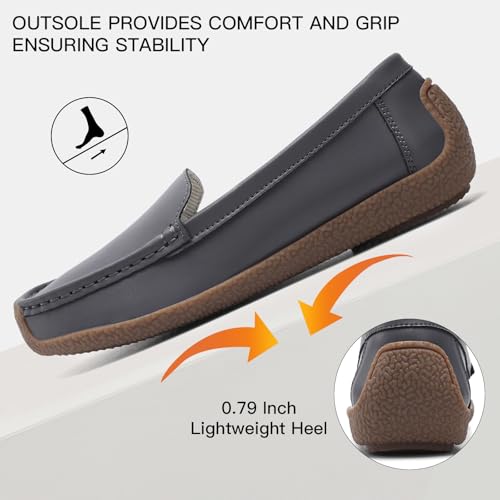 Image of Women's Comfortable & Lightweight Leather Loafers Slip-Ons Driving Walking Mocs Boat Shoes Cute Business Casual Dress Shoes Work Flats for Women