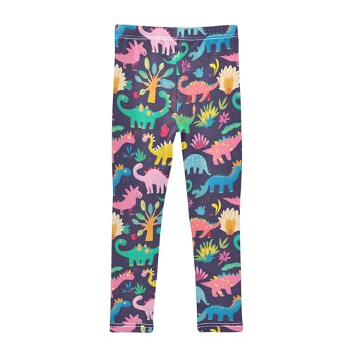 Wusikd Color Dinosaurs Girls' Leggings Toddler Doodles Fun Kids Yoga Pants Dance Active Tights 4T2