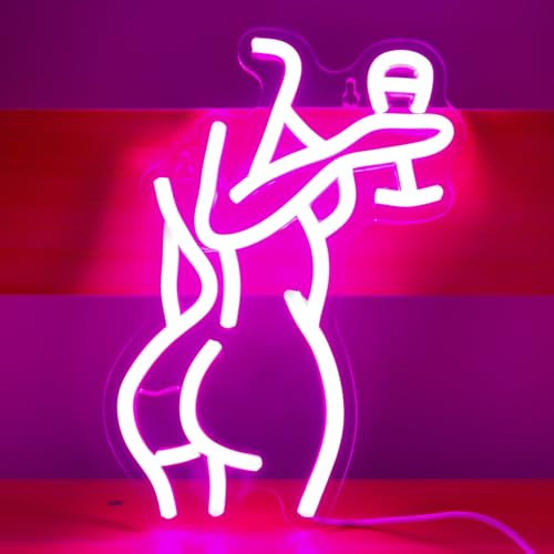 Image of Sexy Lady Back Neon Sign, Led Night Light Pink Woman Neon Light for Bedroom Man Cave Bar Gaming Room Wall Art Decor Gifts