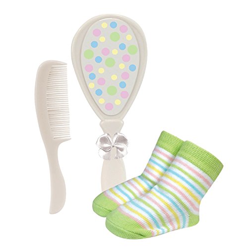 Stephan Baby Brush, Comb And Bootie Socks Gift Set, Pastel Polka Dots #TOP27