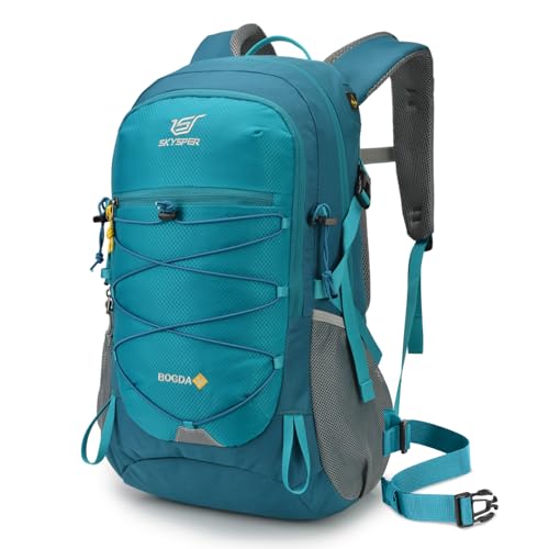 SKYSPER Wanderrucksack 25L, Klein Rucksack mit Rückenbelüftung aus atmungsaktivem 3D Air Mesh Tagesrucksäcke mit Regenschutz für Wandern Outdoor