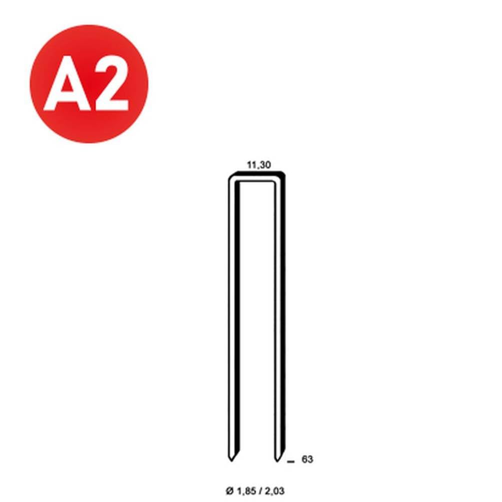 5 000 Agrafes Q-63 Inox - 11.3x63x1.85x2.03 mm - D-Work