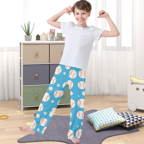 Boy's Pants Baseball Blue Jogger Pants Elastic Waist Long Bottoms Trousers with Pockets 6-14 Years4