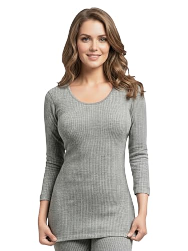 Image of Lux Cozi HEATEK Women's Ultra Soft Cotton 3 /4th Sleeves Thermal Top | Enhanced Flexibility | Deep Neck Ideal for Layering | Pack of 1