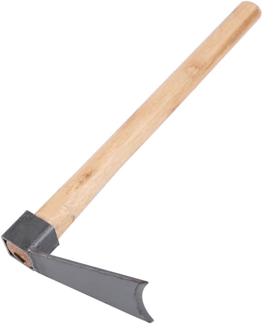 KOMBIUDA Lightweight Portable Iron Garden Hoe Wooden Handle for Outdoor and Farm Use, Small Handy Garden Tool for Hoeing and Digging Soil Efficiently