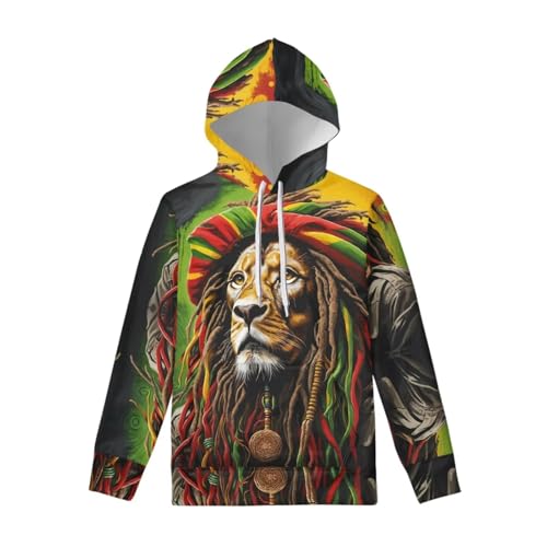 Jamaican Sweatshirts For Men 3D Printed Rasta Lion Pattern Polyester Hoodie Sweatshirt Long Sleeve Sweater Pullover4
