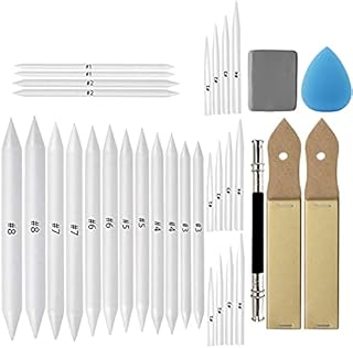 33 Pcs Blending Stumps and Tortillions Set Art Blenders with Sketch Sandpaper Pencil Sharpener Pencil Extension Tool Drawing Kneaded Eraser Sponge Sketch for Student Sketch Drawing Tool Set