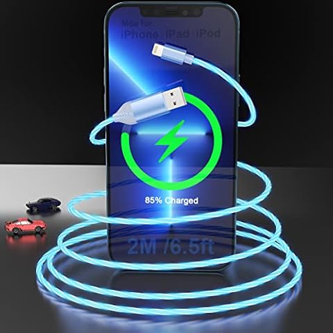 Blaues LED Flow iPhone Ladekabel Cover