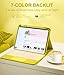 Harvopu Compatible for iPad 11th 10th Generation Case with Keyboard, Folio Cover with Pencil Holder, Multi-Touch Trackpad, 7 Color Backlit, Detachable Keyboard for iPad (A16) 11th/10th Gen (Yellow)