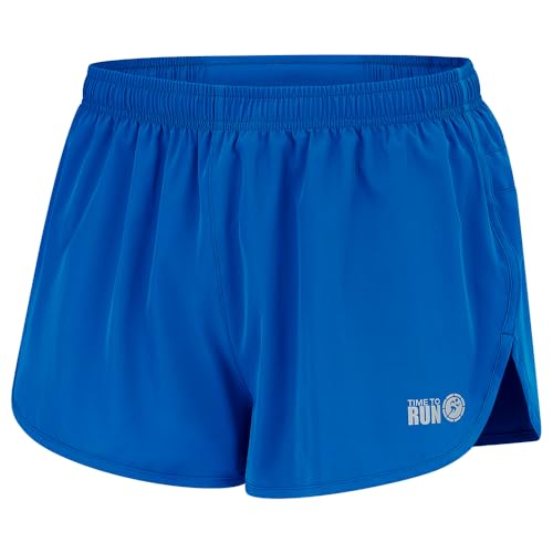 Time To Run Men's Split Pace Spirit Active Lightweight Running/Gym/Athletics 3" Shorts with Quick Dry Liner & Zipped Phone Gel Or Phone Pocket Medium Caspian Blue