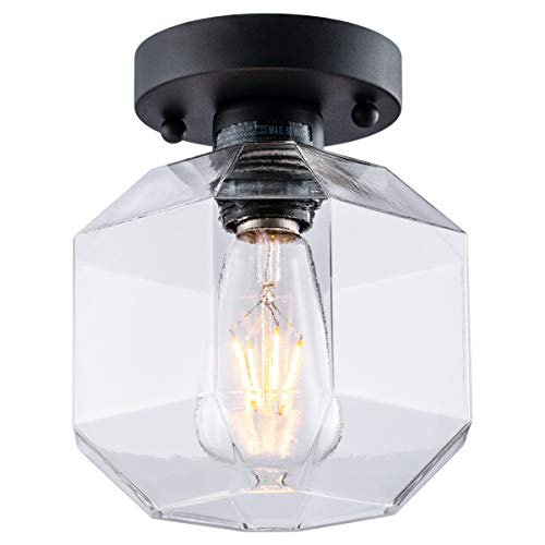 VILUXY Semi Flush Mount Ceiling Light, Industrial Clear Glass Shade Light Fixtures Ceiling