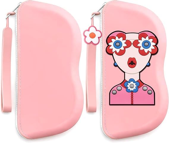 Portable Waterproof Glasses Protective Case Sunglasses Storage Bag Travel Silicone Eyeglasses Box with Hanging Handle, (PINK)