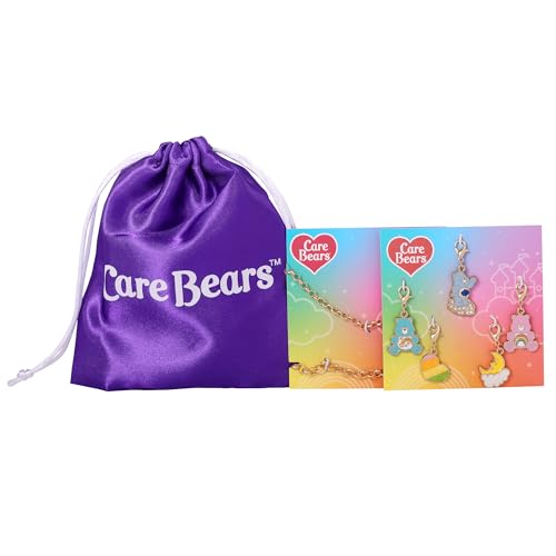 SALLY ROSE Care Bears Jewelry Set Official License, Fashion Charm Bracelet and Necklace with 5 Interchangeable Care Bears Charms 5