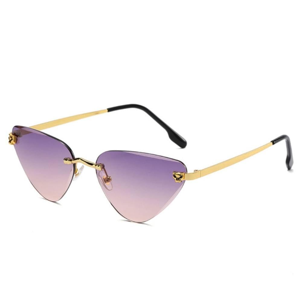 Gafas de sol sin marco y diseño de leopardo retro con lentes C2 morado marrón 7
