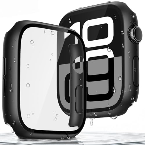 Recata 2 Stück wasserdichte Hülle mit Gehärtetem Glas Displayschutz für Apple Watch SE 3/SE 2/SE Series 6/5/4 40mm Ultradünne Anti-Fall Schutzhülle für iWatch 40mm Schwarz