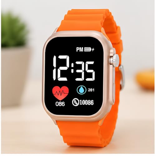 Image of XENTON Kids Digital Watch for Boys & Girls | LED Display Wrist Watch | One Touch Time & Date Display | Adjustable Strap | Lightweight Casual Watch for Kids Boys (Orange)
