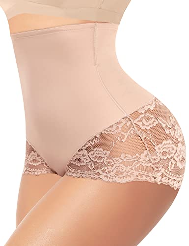 Bauchkontrolle Shapewear Höschen für Frauen Hohe Taille Shaping Unterwäsche Spitze Body Shaper Girdle Panty, beige, XXX-Large Cover