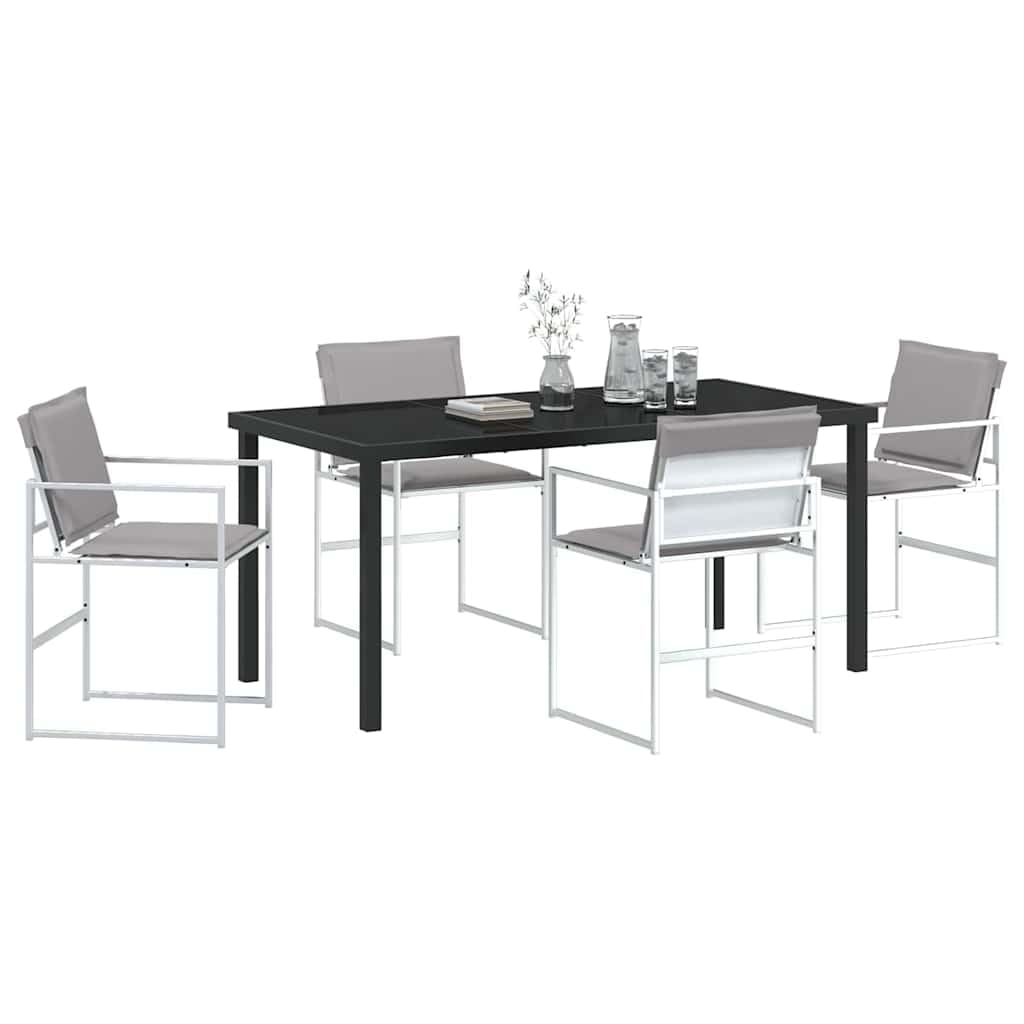 Ensemble de salle à manger pour jardin blanc 5 pcs table rectangulaire et chaises extérieur