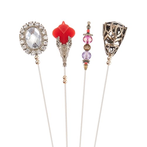 Norme 4 Pcs Long Elegant Retro Hat Pins for Women