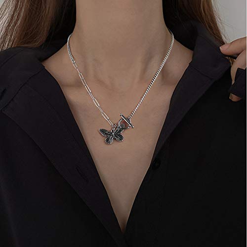 Butterfly Pendant Necklace Bracelet Set, 2Pc Vintage Couple Necklace Bracelet, Fashion Butterfly Chain Necklace Bracelet For Women Girls (Butterfly Necklace Set) #TOP2