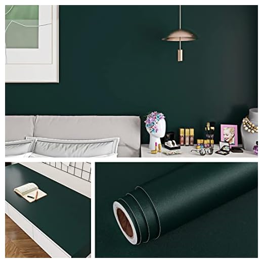 Livelynine Peel and Stick Wallpaper Dark Green Vintage Emerald Green Contact Paper for Cabinets Walls Desk Waterproof Removable Self Adhesive Vinyl Wall Paper for Bathroom Bedroom Renters 15.8X78.7