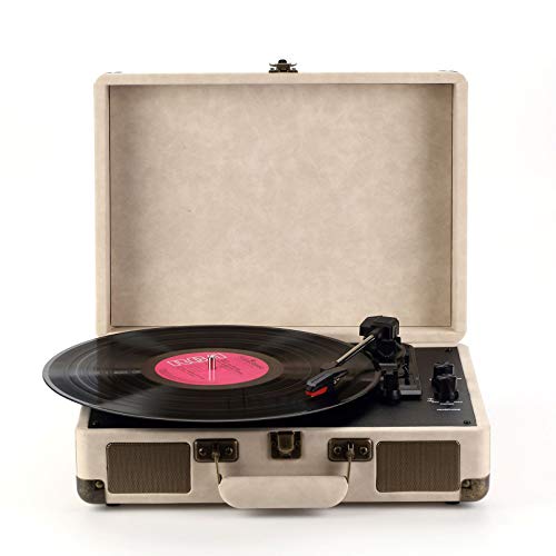 Vinyl Plattenspieler, Retro-Plattenspieler mit DREI Geschwindigkeiten, eingebaute Stereolautsprecher, Unterstützung für Bluetooth, USB, AUX,