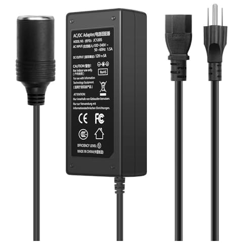 DC 12V 5A Power Supply Adapter AC to DC Converter 120V to 12V Converter with Car Cigarette Lighter Socket Adapter for Car Fan Vacuum Cleaner MP3/MP4 Player Cover