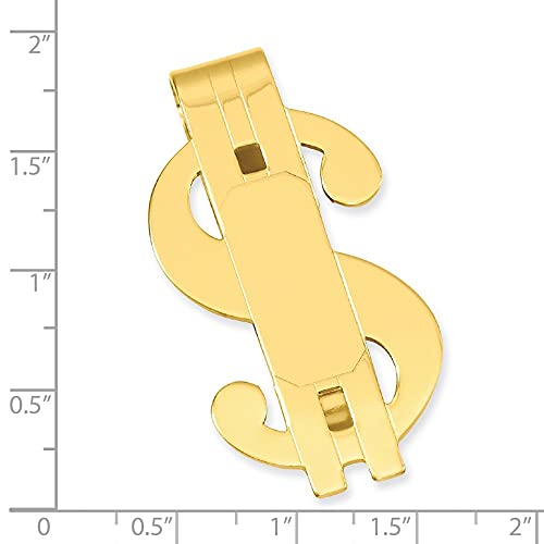 Diamond2Deal Gold-Plated Kelly Waters Polished Dollar Sign Money Clip (Length: 27 mm|Width: 50mm)3