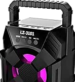 Bluetooth Speaker Wireless Bluetooth Speaker with TWS Function - FM Radio Rechargeable Bluetooth Speaker for iPhone, Android, iPod and More - Mini Speaker with Party Lights for Indoor and Outdoor Use.