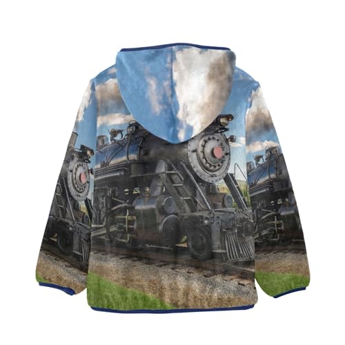Image of Boys Fleece Jacket Hooded Autumn Winter Long Sleeve Thick Warm Outerwear;3-10 Years Kids Cute Fuzzy Jacket