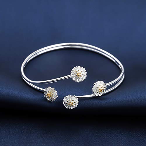 Faadbuk Personalized Daisy Flower Jewelry Dried Daisy Flower Earrings Dried Daisy Flower Bracelet & Necklace Daisy Flower Gift For Nature Lovers Mori Girl (Daisy Br-S) #TOP2