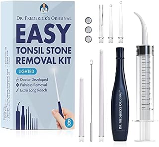 Dr. Frederick’s Original Easy Tonsil Stone Removal Kit - Fast Painless Tonsillolith Remover Tool - Fight Bad Breath - Pick and Oral Irrigator - 8 Pieces