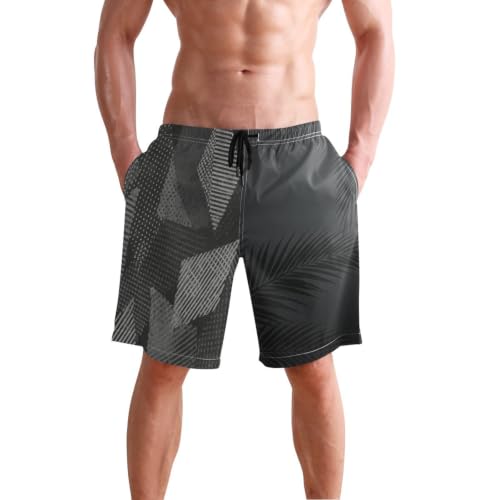 Short de plage pour homme respirant à motif palmier sombre en 20,3 cm