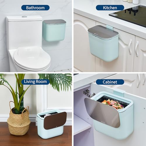 Caneca colgante para basura 1.8 galones con tapa acero miniatura 5