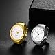 JewelryWe Fingeruhr Ringuhr Elastische Uhr: Gold Analog Quarz runde Fingerringuhr Legierung Ring Uhr Uhrenring mit Stretchband und Balkenskala - Geschenke für Damen Herren