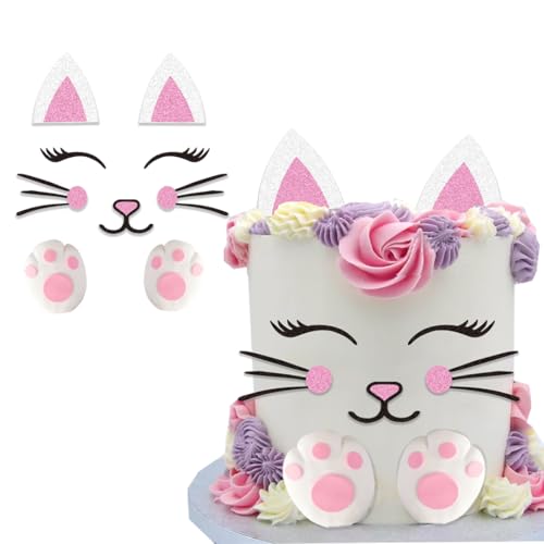 Cat Cake Topper Kitty Cat Face Foot Cake Decoration For Kitty Theme Birthday
