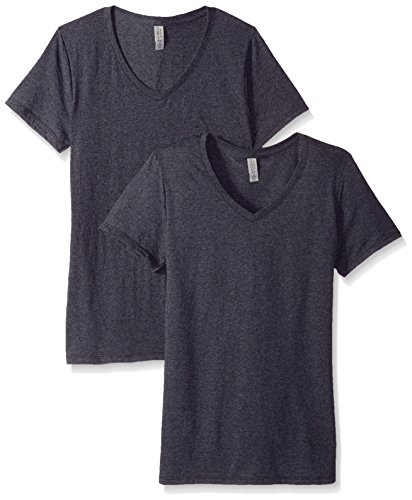 Jerzees Women's Tri-Blend V-Neck T-Shirt(2-Pack), Black Heather, Small