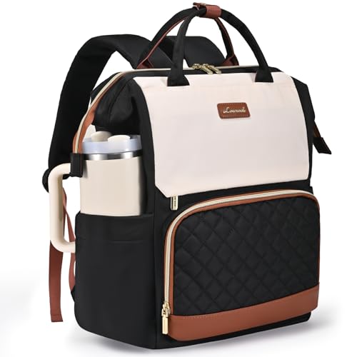 Image of LOVEVOOK Laptop Backpack for Women with Giant Tumbler Holder Pocket, 15.6 inch Travel Work Bag Purse for Nurse Teacher, Waterproof Casual Daypack Bookbag for College Business
