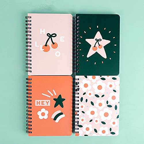 4 Pack A5 Spiral Notebook Journal,Wirebound Ruled Sketch Book Notepad Diary Memo Planner,A5 Size(8.3X5.7") & 80 Sheets (Floral Flowers) #TOP3